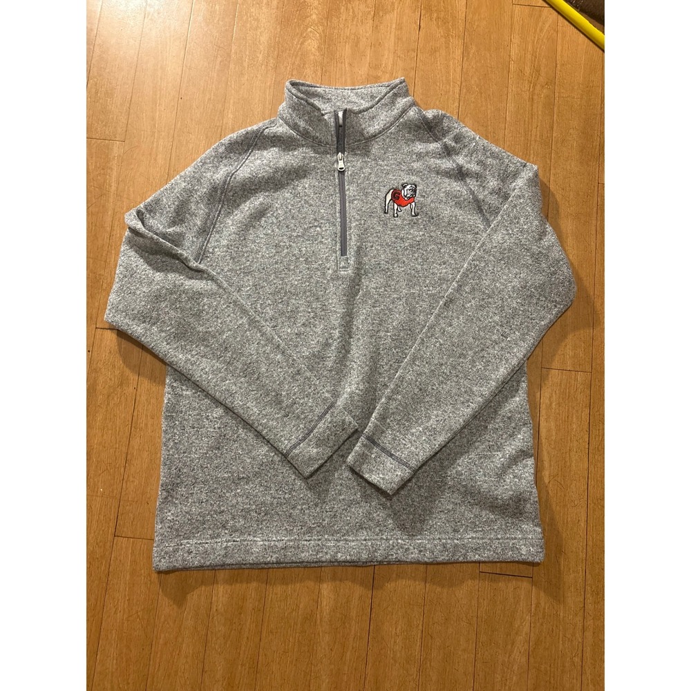 Champion Mens Georgia Bulldogs Quarter Zip Pullover Sweater Gray Large NCAA